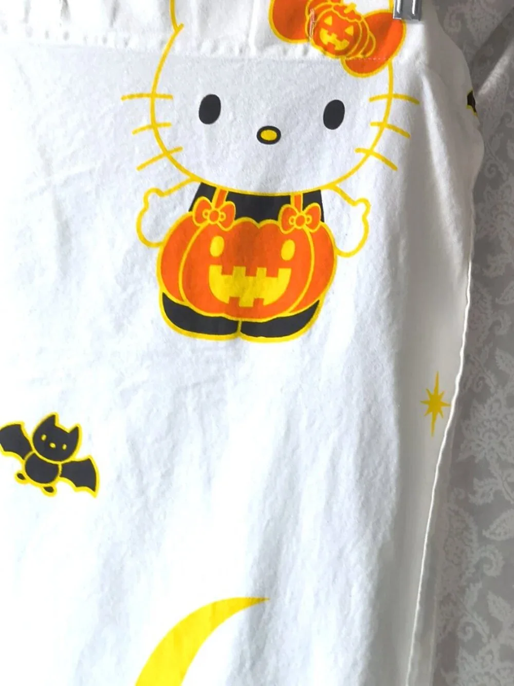 Hello Kitty Halloween Shower Curtain- Jack-o-lantern - black cat - moon - ghost